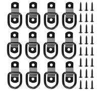 HONYUET 1/4 Inch D Ring Tie Down Anchor, Black, 12 Pcs, Small Lashing Hooks for Trailers and Truck
