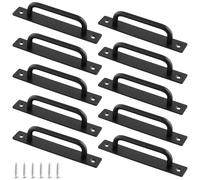 HONYUET 10 PCS Black Barn Pull Push Door Handles, 128mm Black Sliding Door Handles for Internal Kitchen Bathroom
