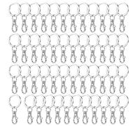 HONYUET 100 Pcs Silver Swivel Lobster Clasps, 50Pcs Metal Clips and 50Pcs Keyring Key Chain Hook for DIY Crafts Lanyards