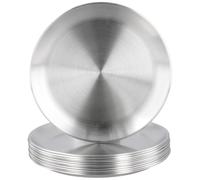 HONYUET 12 PCS 20cm Stainless Steel Dinner Plate, 8 Inch Round Metal Serving Platter Tableware for Camping BBQ Party, Silver