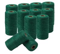 HONYUET 12 PCS Garden Twine String, 2 mm x 100m Jute String, 3 Strands Green Jute Rope for DIY Gardening, Handicraft Making, Packing