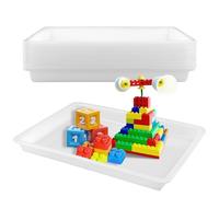 HONYUET 15 PCS Large White Plastic Craft Activity Tray, White Art Printing Tray for Building Blocks DIY Beads, 39.5 x 28.5 x 4cm