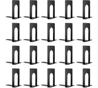 HONYUET 20 PCS 10 Pairs Black Bookends for Shelves, Small Metal Book Ends, Bookshelf Holder Stand for Home Office Library Decoration, 15 x 13 x 17cm