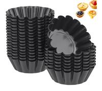 HONYUET 24 PCS 6.5 cm Mini Tartlet Moulds, Non Stick Small Egg Tart Tins for Baking Cake Cookie Cupcake