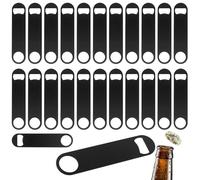 HONYUET 24PCS 17.7x3.9cm Beer Bottle Opener, Black Bar Blade Bottle Opener, Stainless Steel Flat Beer Bottle Opener for Bar, Restaurant, Kitchen