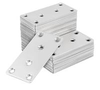 HONYUET 50 Pcs Flat Connecting Joining Plates for Wood, 80 x 40 x 2mm Mending Brackets for Repairing Fixing Connector, 6 Hole
