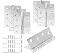 HONYUET 6 Pack 4 Inch Stainless Steel Door Hinges, 100 x 75mm Ball Bearing Butt Hinges with Screws for Cabinet, Windows, Boxes, Silver