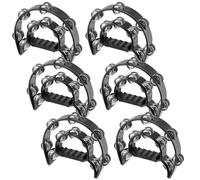HONYUET 6PCS Black Half Moon Tambourine, Double Row Handheld Tambourine for Musicians Singers Bands Party Celebration, 23x20cm