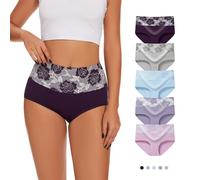 Honzadar Womens High Waist Underwear,Tummy Control briefs,Postpartum Panties,Full Coverage(Regular & Plus Size), Popular115-multicolored A-5pack, 4XL Plus
