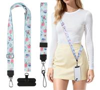 HONZUEN Adjustable Phone Lanyard, Universal Lanyards for Neck, Phone Wrist Strap with 2 Patches, Crossbody Neck Strap for Most Smartphones, Butterfly