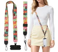 HONZUEN Adjustable Phone Lanyard, Universal Lanyards for Neck, Phone Wrist Strap with 2 Patches, Crossbody Neck Strap for Most Smartphones, Cats