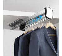 HONZUEN Extendable Clothes Rail 30cm, Pull Out Hanging Rails for Clothes, Telescopic Wardrobe Pole with Soft Close, Adjustable Hanger Pole Space Saving, Holds 12-14 Trousers, Heavy Duty Load 45kg