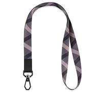 HONZUEN Long Neck Leather Lanyard with Metal Ring, Sturdy Durable Neck Strap, Women Men ID Badge Lanyard Ideal for Card Holder, Keychains, Whistle, Wallet(Brown Plaid)