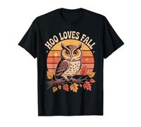 Hoo Loves Fall Owl Retro Autumn Vibes T-Shirt