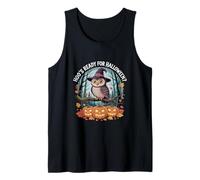 Hoo’s Ready for Halloween Owl with Pumpkins Witch Hat Tank Top