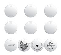 HooAMI 10PCS Personalised Engraved Stainless Steel Blank Stamping Tags Round Charm Pendants for DIY Jewelry Making 30mm
