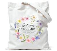 HooAMI Canvas Tote Bags for Women Birthday Gifts Aesthetic Travel Beach Bag Summer Medium Reusable Grocery Shopping Bag, Bible, M