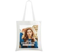 HooAMI Custom Canvas Tote Bag for Women, Bulk Personalized Logo Image Text, Reusable Shoulder Bag for Shopping, Grocery, Work, Book