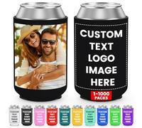 HooAMI Personalised Can Coolers,20pcs Black Beer Can Cooler Sleeves Neoprene Drink Holders for Wedding,BBQ,Beach Party,Birthdays(12 * 9.5cm)
