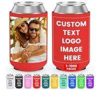 HooAMI Personalised Can Coolers,Red Beer Can Cooler Sleeves Neoprene Drink Holders for Wedding,BBQ,Beach Party,Birthdays(12 * 9.5cm)
