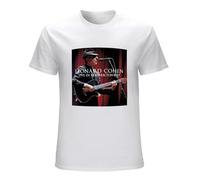 HOOAOE Men's Leonard Cohen Live in Fredericton Cotton T Shirt White Tee O Neck Tshirt