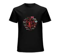 HOOAOE Men's Rush All The Logos Evolution Front Print T Shirt Black Tee O Neck Tshirt