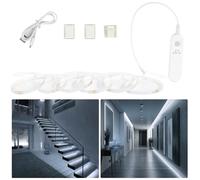 Hoobabuy LED Strip with Motion Sensor, Rechargeable Battery, LED Band Motion Sensor, Rechargeable Wardrobe Lighting, for Stairs, Baby Room, Kitchen (Cold White, 2M)