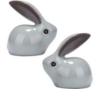 Hoobar Mini Rabbit Tea Pet - Handmade Ge kiln Ceramic Tea Figurine, Cute Rabbit Statue for Gongfu Tea Tray, Desk Ornament & Home Decoration (1 Pair)