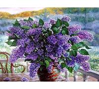 Hoobee DIY 5D Diamond Painting Kits Lavender Abstract, Full Drill Diamond Arts Purple Flower Pictures Painting for Adults Rhinestone Cross Stitch Embroidery Kits for Home Wall Decor 30x40 cm