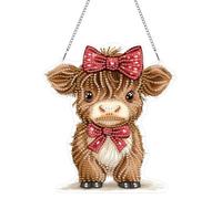 Hoobee Os Diamond Painting Pendant with Necklace,Animal Diamond Painting Window Pictures,Wall Hanging Kits for Porch Window Wall Garden Decoration 20x20cm(Os)