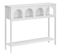 HOOBRO 100 cm Console Table with 3-Tier Storage, Arched Hallway Table with Sturdy Metal Frame, Narrow Sofa Table Behind Couch for Living Room, Hallway, White EWW106XG01