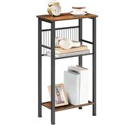 HOOBRO 3-Tier Slim Console Table with Adjustable Mesh Shelf, Slim Hallway Table with Adjustable Feet, Small Console Table for Hallway, Living Room, Sofa, Rustic Brown and Black, EBF41XG01