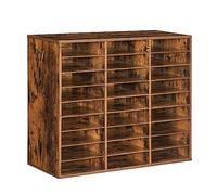 HOOBRO 9 Tier Desktop Filing Tray, 27-Compartment Wooden Literature Organizer, File Organizer for A4 Paper, File Sorter with Adjustable Shelves, for Office, Study, Rustic Brown EFG27WF01