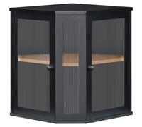 HOOBRO Bamboo Bread Box, Kitchen Countertop Corner Bread Box, Large Capacity 2-Tier Bread Container, Bread Storage Container with Dual Rippled Acrylic Doors, for Kitchen Food Storage, Black EBK12MB01