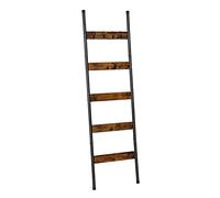 HOOBRO Blanket Ladder, Towel Rack with Hooks, Towel Ladder, 5-Tier Wall-Leaning Blanket Rack, Decorative Display Ladder Shelf, for Scarves, Bedroom, Industrial, Rustic Brown and Black EBF52CJ01G1