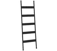 HOOBRO Blanket Ladder, Towel Rack with Hooks, Towel Ladder, 5-Tier Wall-Leaning Blanket Rack, Decorative Display Ladder Shelf, for Scarves, Bedroom, Industrial, Black EBB52CJ01