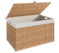 HOOBRO Boho Storage Basket, Sturdy Iron Frame and Soft Lining for Bedroom | Rattan-Like Craftsmanship, 160 L Capacity Storage Basket, for Living Room, Closet, Natural and White