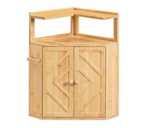 HOOBRO Bread Box, Kitchen Countertop Corner Bamboo Bread Box, Bread Storage Container with Removable Shelf and Clip Holder, 2-Tier Bread Container, for Kitchen Food Storage, Natural YL17MB01