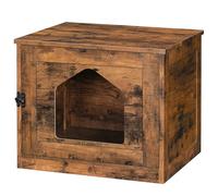 HOOBRO Cat Litter Box Enclosures, Hidden Litter Tray Furniture, Cat Toilet with Door, Wooden Indoor Cat Cave House, Dog Bed, Easy Clean, for Living Room, Hallway, Rustic Brown EBF01MW01G1