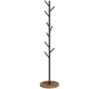 HOOBRO Coat Stand with 9 Hooks, Heavy Duty Freestanding Coat Rack, Hall Tree with Thickened Base, Corner Hanger Stand for Bedroom, Entryway, Living Room, Rustic Brown and Black EBF11YM01