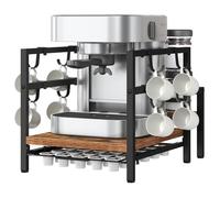 HOOBRO Coffee Pod Organizer with 8 Cup Racks, Large Capacity Pods Holder Storage, Coffee Syrup Rack Organizer with Sliding Drawer, Coffee Maker Stand Travel, Rustic Brown and Black EBF01CR01