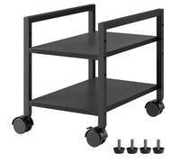 HOOBRO Computer Tower Stand, 2-Tier Computer Tower Cart, Printer Table, PC Stand Under Desk, Mobile Rolling Cart with Wheels, Height Adjustable, for Home Office, Black EBB11CJ01