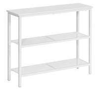 HOOBRO Console Table for Hallway Slim, 3-Tier Narrow Console Table, Hallway Table with 3 Shelves, Slim Sofa Table for Small Spaces, Living Room, Metal Mesh Frame, White EWW73XG01