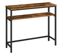 HOOBRO Console Table with Adjustable Shelf, 80 cm Slim Hallway Table, 2 Tier Slim Sofa Table with Storage Shelf, for Living Room, Hallway, Office, Industrial, Sturdy, Rustic Brown EBF25XG01