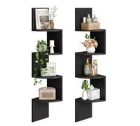 HOOBRO Corner Shelf, Wall Shelf, Set of 2 Floating Corner Shelves for Wall, 4-Tier Corner Bookshelves for Living Room, Bedroom, Bathroom, Home Office, Black EBK25BJP201