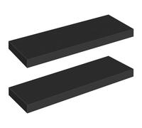 HOOBRO Floating Shelves, Wall Shelves Set of 2, Wall Mounted Shelves, 60cm, Wall Display Racks, Decorative Hanging Shelf, Wooden Shelves, for Bathroom, Bedroom, Kitchen, Office, Black EBK60BJ01