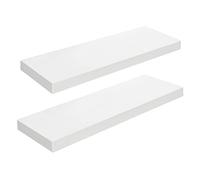 HOOBRO Floating Shelves, Wall Shelves Set of 2, Wall Mounted Shelves, Wall Display Racks, Decorative Hanging Shelf, Wooden Shelves, for Bathroom, Bedroom, Kitchen, Office, 60cm, White EWT60BJ01