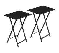 HOOBRO Folding Tables 2 Set, TV Tables for Eating Foldable, TV Tray Table, Small Sofa Laptop Dinner Table for Small Space, Metal Frame, Black