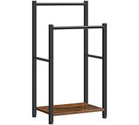 HOOBRO Free Standing Towel Rail, 42 L x 24 W x 80 H cm, 2 Tier Towel Rack for Bathroom, Industrial Metal Drying and Display Rack with Shelf, Rustic Brown and Black EBF02LB01