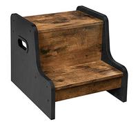 HOOBRO Kids Step Stool, Two Toddler Step Stool, Wooden Step Stool with Non-Slip Pads, Safe and Sturdy, Easy to Move, for Sink, Kitchen, Bathroom, Bedroom, Rustic Brown and Black EBF01JD01G1